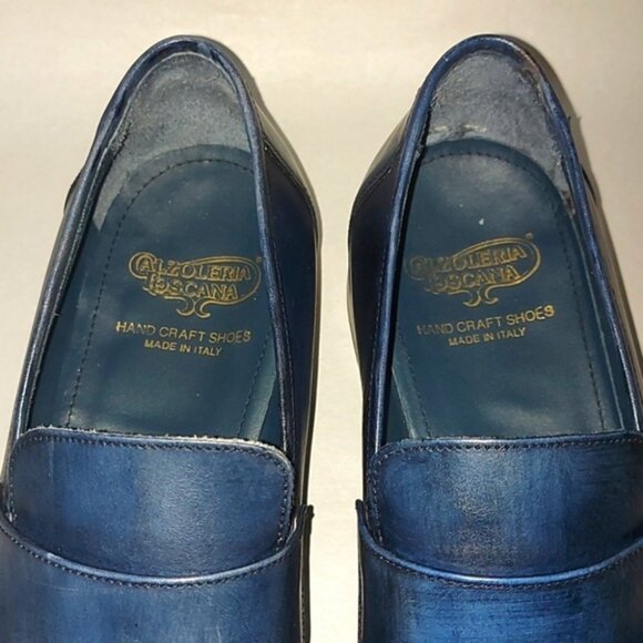 Calzoleria Toscana Dress Loafer Size 41 EU Blue Leather Handmade Style 5712 - Picture 9 of 15